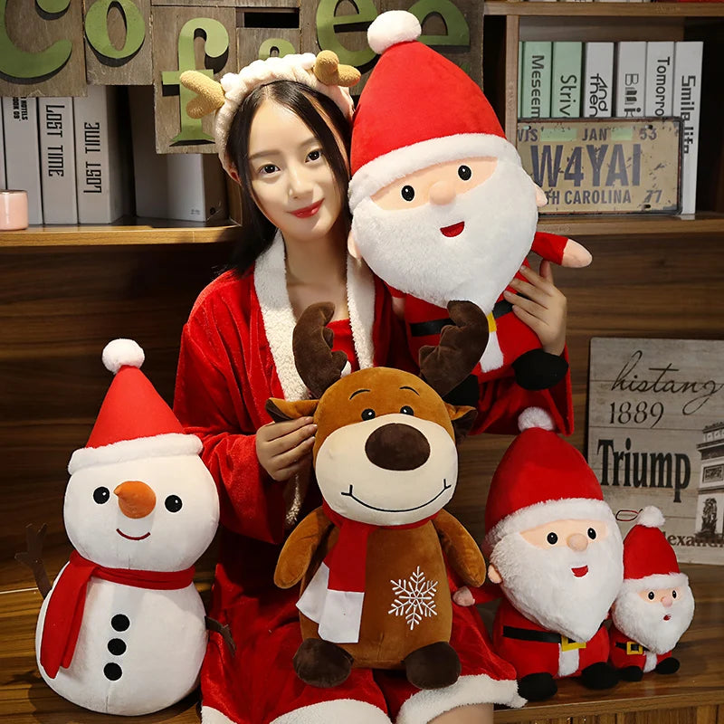 23CM Lovely Santa Claus & Elk Snowman Plush Toys Stuffed Animal Doll Christmas Gifts For Children Kids Home Decoration