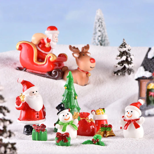 Christmas Resin Elk Santa Claus Ornaments Merry Christmas Decoration For Home Figurines Miniatures New Year Xmas Box Decor