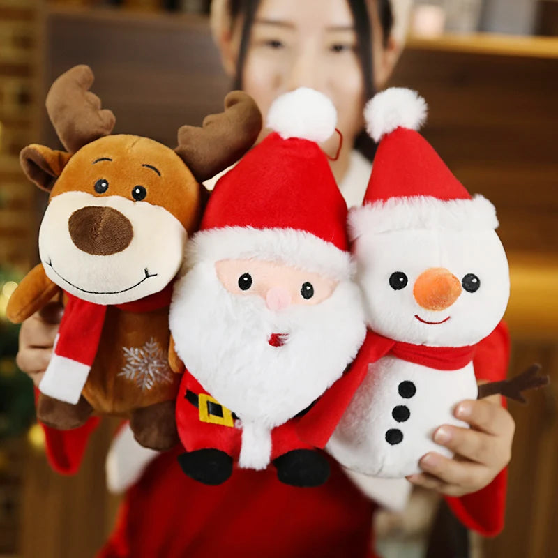 23CM Lovely Santa Claus & Elk Snowman Plush Toys Stuffed Animal Doll Christmas Gifts For Children Kids Home Decoration