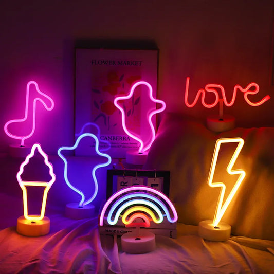 Neon Light Party LED Colorful Flamingo Ghost Led Night Light for Bedroom Decor Neon Sign Hallowmas Christmas Neon Bulb