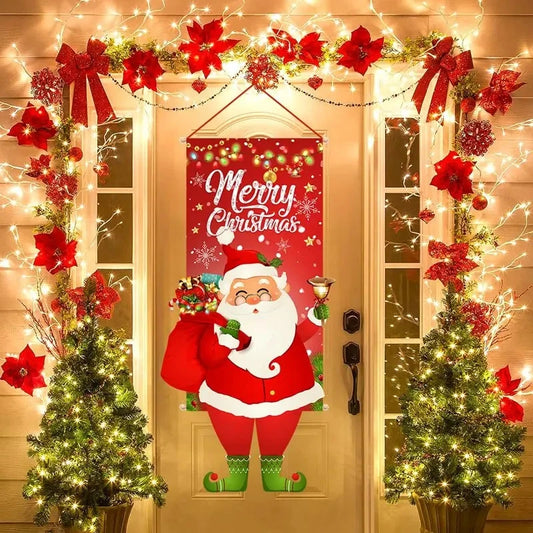 Santa Claus Hanging Flag Merry Christmas Decorations For Home 2024 Christmas Ornaments Navidad Natal Xmas New Year Gifts 2025