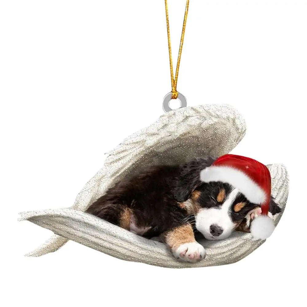 Christmas Tree Dog Decorations Acrylic Sleeping Angel Animal Pendant Cartoon Ornaments For Party Favors Cute Decorations