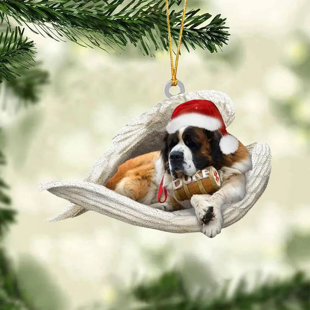 Christmas Tree Dog Decorations Acrylic Sleeping Angel Animal Pendant Cartoon Ornaments For Party Favors Cute Decorations