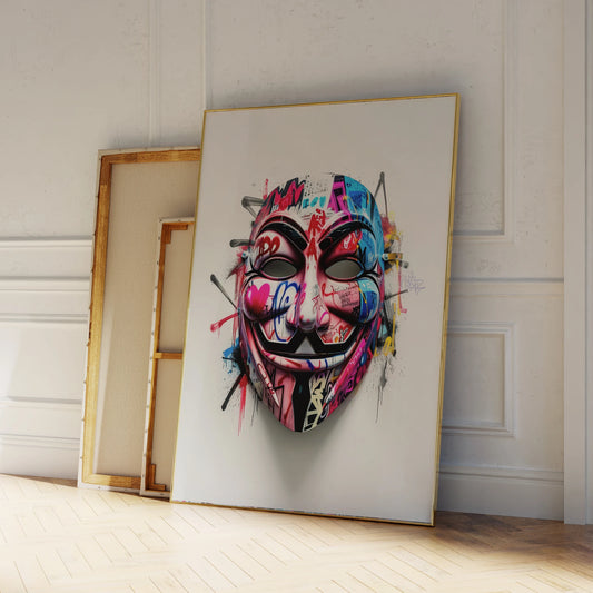 Modern Da Vinci Pop Art Mask Graffiti Colourful Art Prints Canvas Painting Poster Picture For Living Room Home Decor