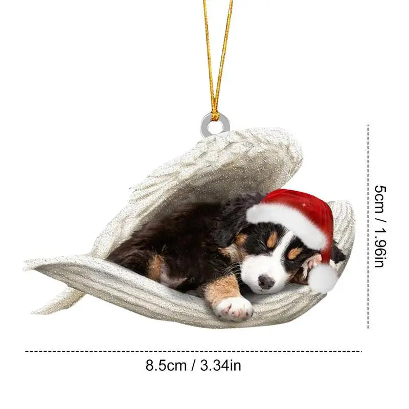 Christmas Tree Dog Decorations Acrylic Sleeping Angel Animal Pendant Cartoon Ornaments For Party Favors Cute Decorations