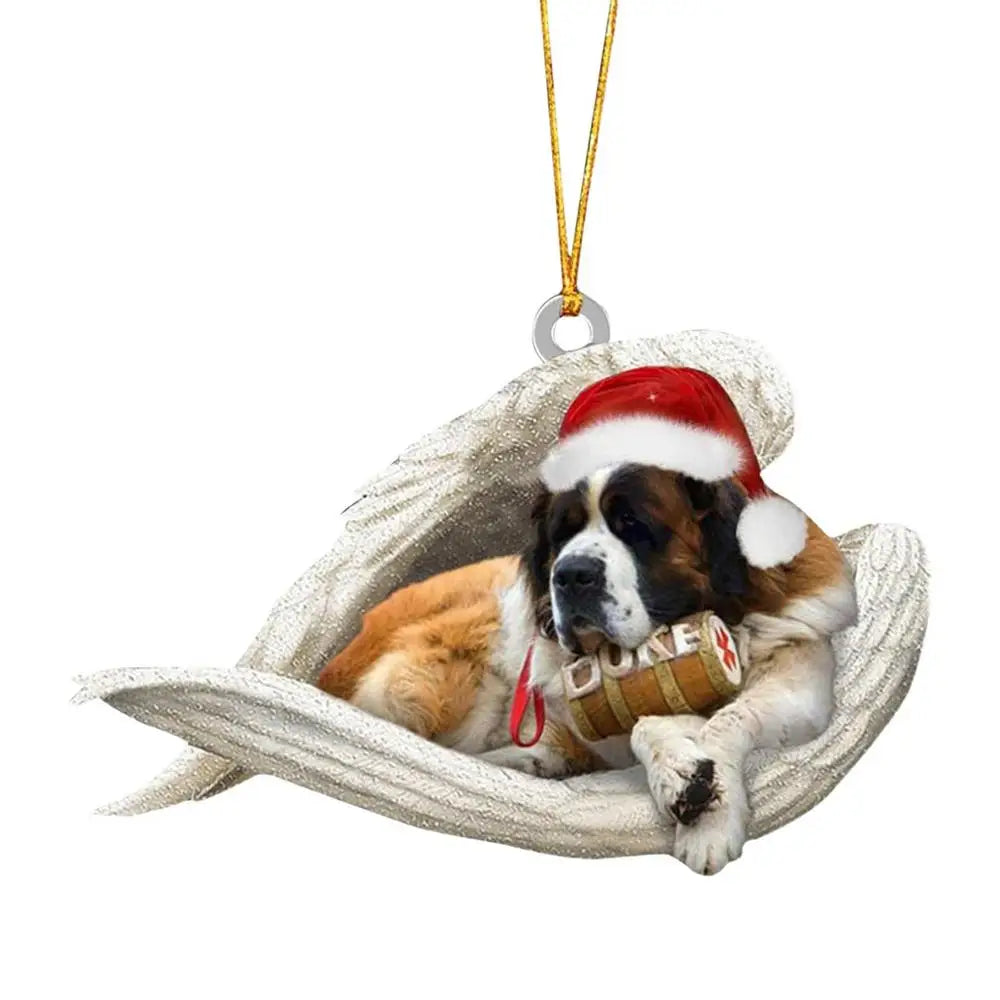 Christmas Tree Dog Decorations Acrylic Sleeping Angel Animal Pendant Cartoon Ornaments For Party Favors Cute Decorations