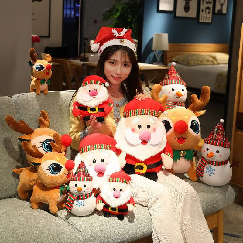 23CM Lovely Santa Claus & Elk Snowman Plush Toys Stuffed Animal Doll Christmas Gifts For Children Kids Home Decoration