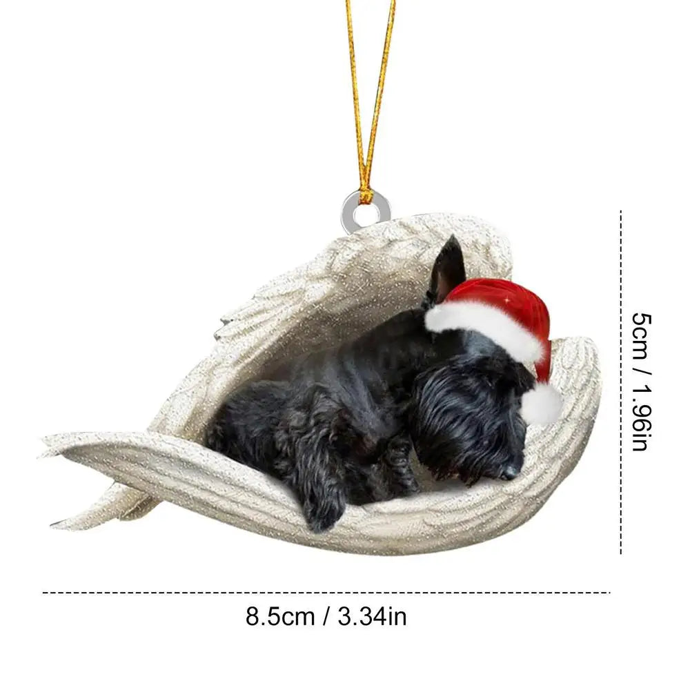 Christmas Tree Dog Decorations Acrylic Sleeping Angel Animal Pendant Cartoon Ornaments For Party Favors Cute Decorations