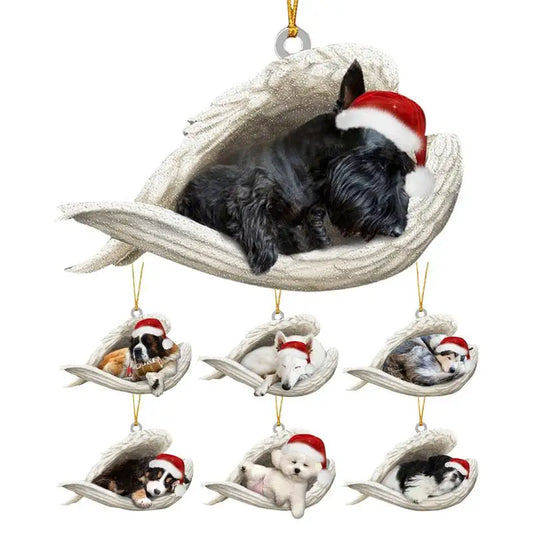 Christmas Tree Dog Decorations Acrylic Sleeping Angel Animal Pendant Cartoon Ornaments For Party Favors Cute Decorations